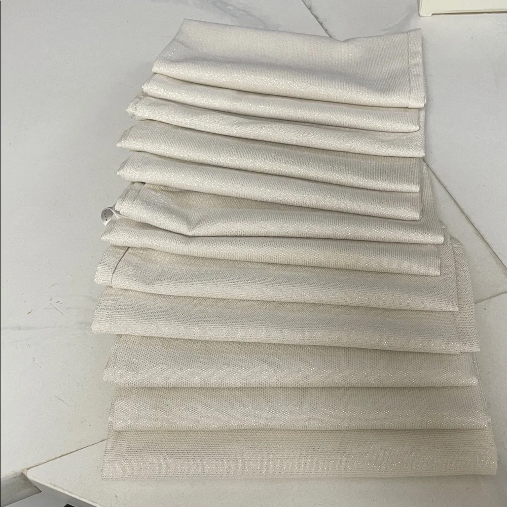 SET OF 12 BELLA LUX  NAPKINS GLITTER BEIGE 17 X 17
